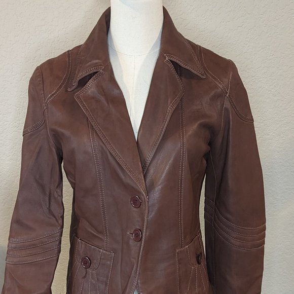 Black Rivet Jackets & Blazers - Black Rivet Women's Motorcycle Jacket | Real Leather | Brown | M/L